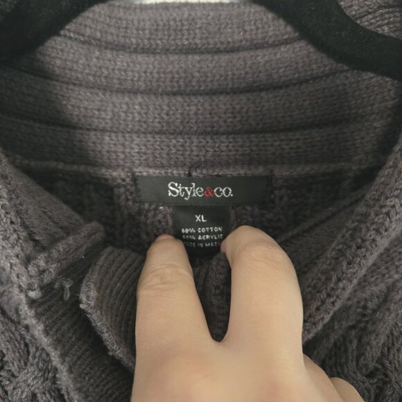 Macy's | Style & Co | Cable Knit Grey Cardigan Sweater/Poncho - Picture 6 of 6